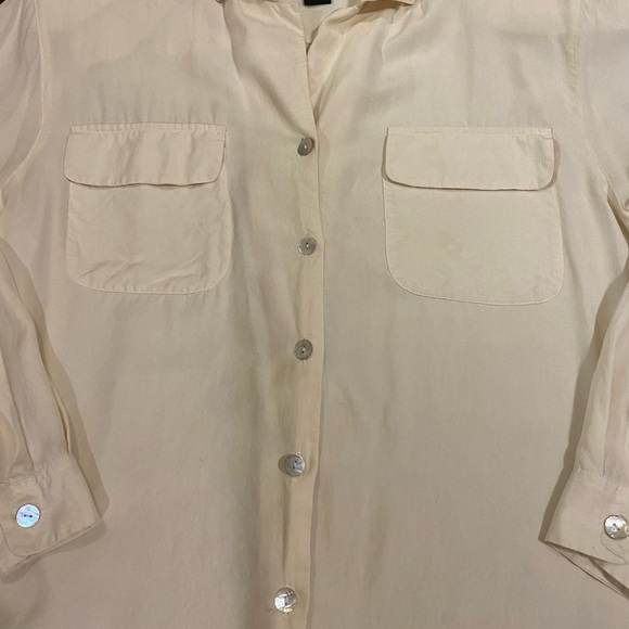 Vintage Bogari Studio Woman’s 100% Silk Cream Button-Up Formal Shirt .Medium - Picture 4 of 12